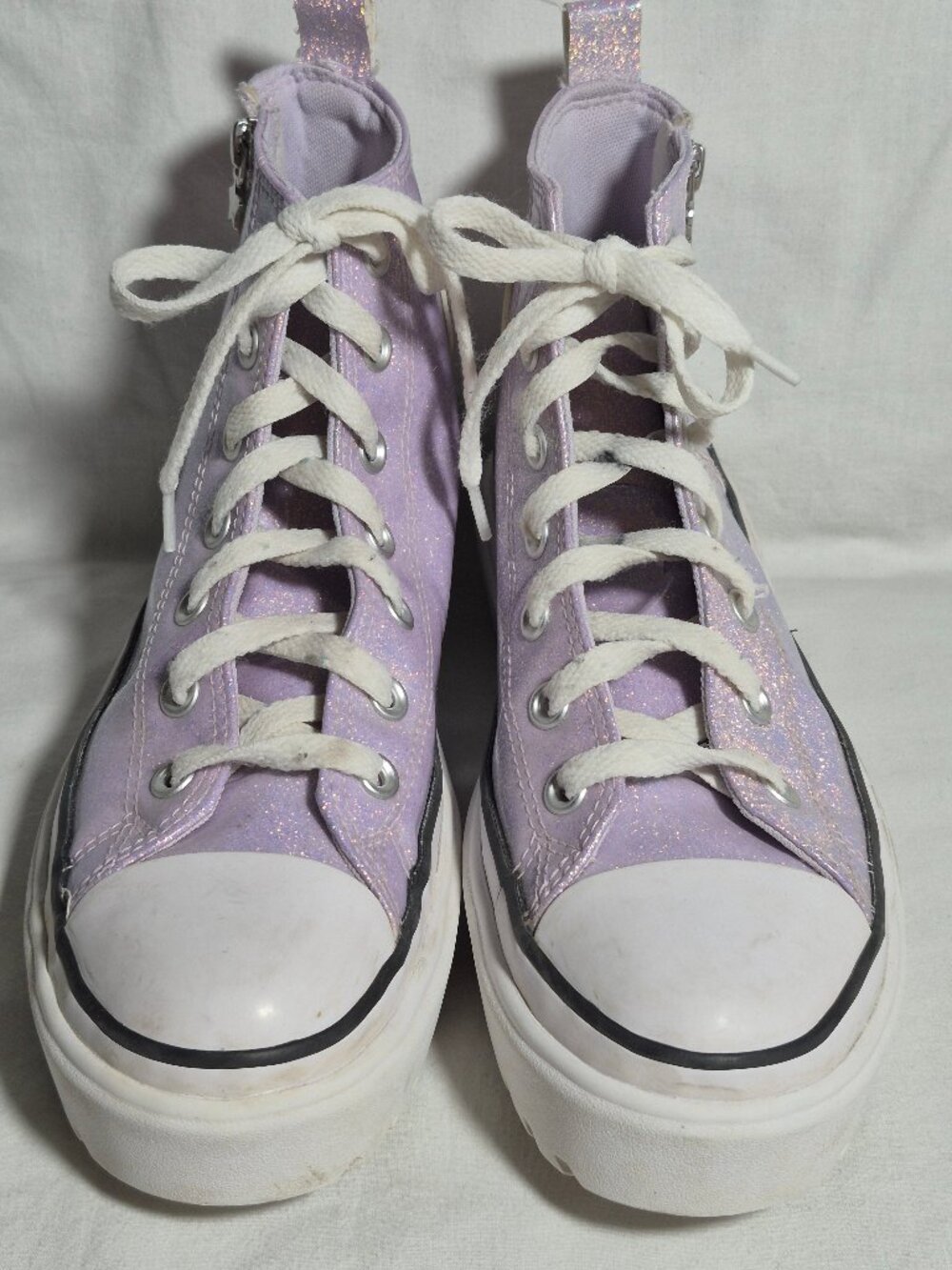 Converse Chuck Lugged Lift Women Kid Hi Purple Glitter Sneakers Size Y 6.5 W 8.5 - Picture 10 of 16